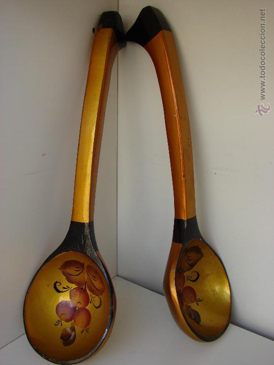 Vintage: PAREJA DE CUCHARAS RUSAS PINTADAS - Foto 2
