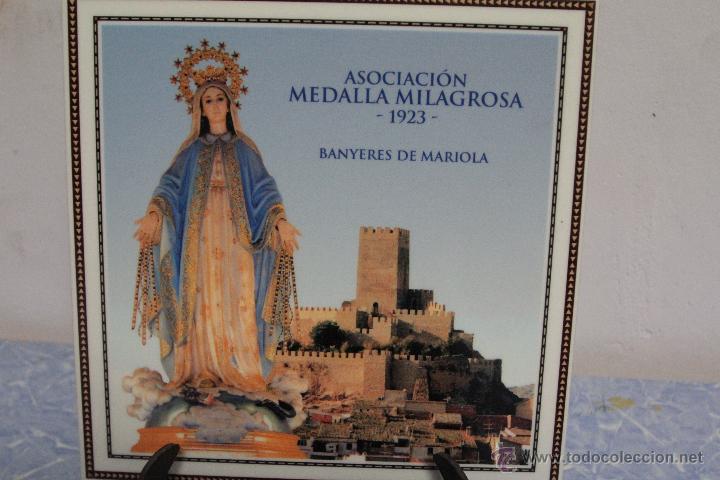 Vintage: AZULEJO CON IMAGEN DE LA MILAGROSA Y BA&Ntilde;ERES. ALICANTE.