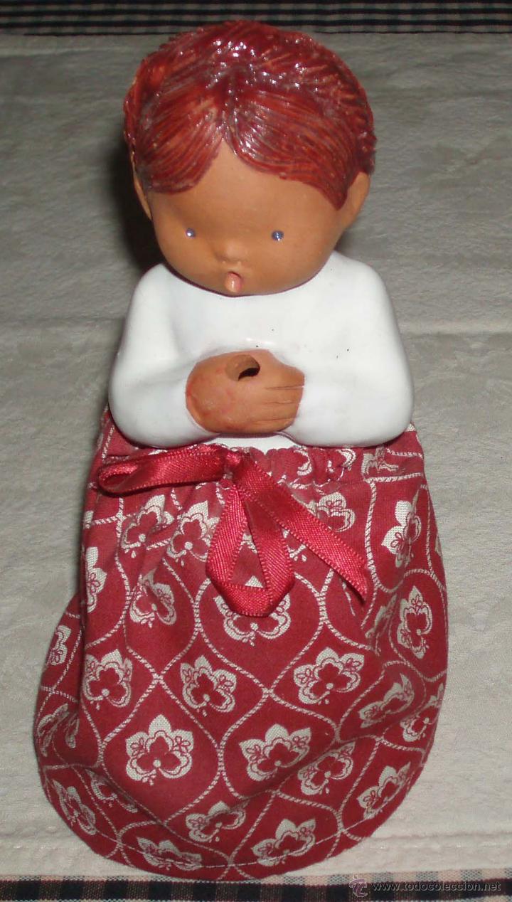 Vintage: mu&ntilde;eca de barro 22 cms de altura