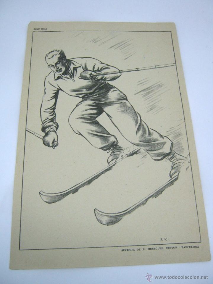 Vintage: Antigua lamina ski esquiador Meseguer &middot; Dibuja y Colorea &middot; 1960