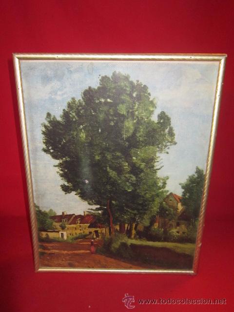 Vintage: Caja de madera muy decorativa con paisaje en la tapa.