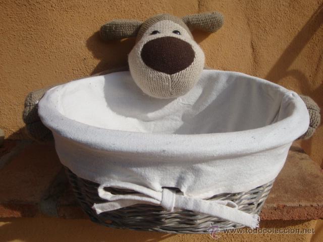 Vintage: Cesta de mimbre con forro de algod&oacute;n - Foto 1