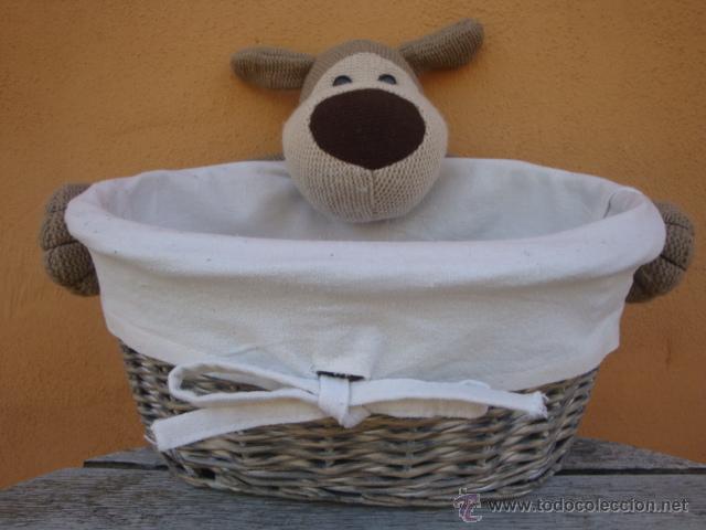 Vintage: Cesta de mimbre con forro de algod&oacute;n - Foto 4