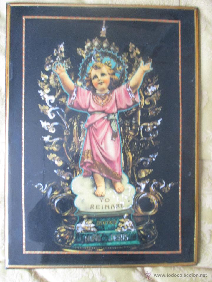 Vintage: CUADRO KITCH EN MADERA DEL NI&Ntilde;O JES&Uacute;S A&Ntilde;OS 60 TARACEADO