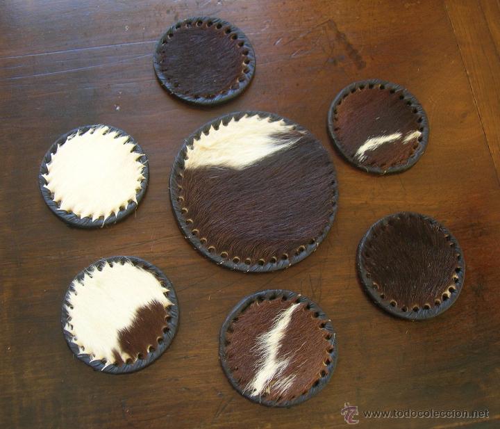Vintage: POSAVASOS EN PIEL DE VACA HECHOS A MANO (ARGENTINA)