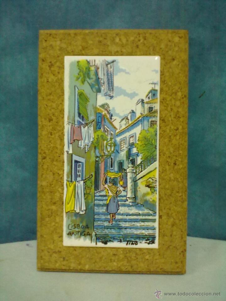 Vintage: LISBOA ANTIGUA AZULEJO PINTADO FIRMADO TINO