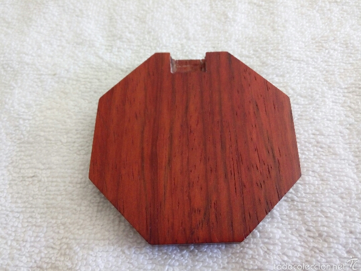 Vintage: ESPEJO DE BOLSILLO EN MADERA HECHO A MANO - Foto 3