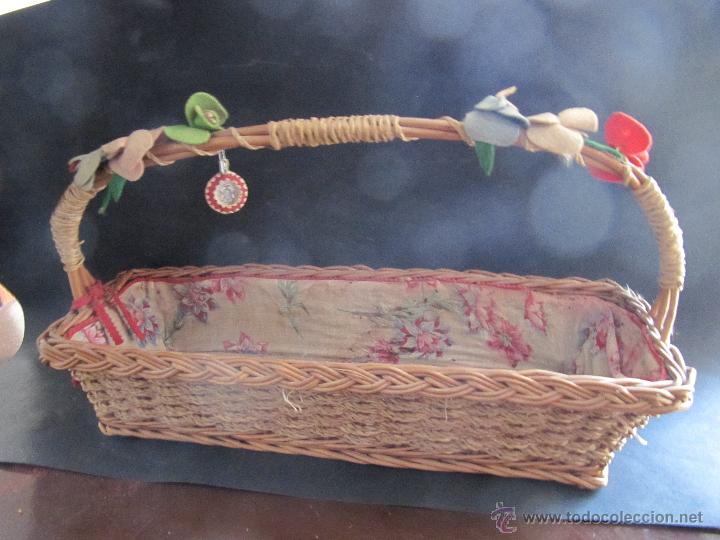 Vintage: CESTA COSTURERO DE MIMBRE - Foto 1