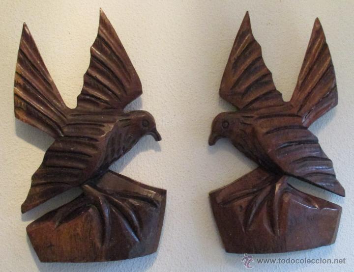 Vintage: 2, DOS PAJAROS TALLADOS EN MADERA - Foto 1