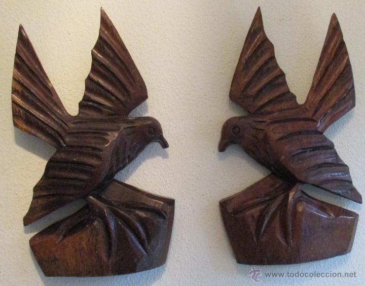 Vintage: 2, DOS PAJAROS TALLADOS EN MADERA - Foto 3
