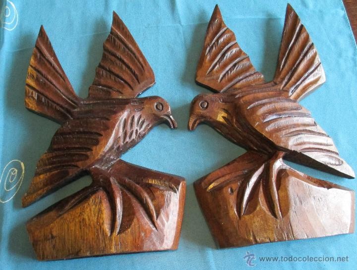Vintage: 2, DOS PAJAROS TALLADOS EN MADERA - Foto 6