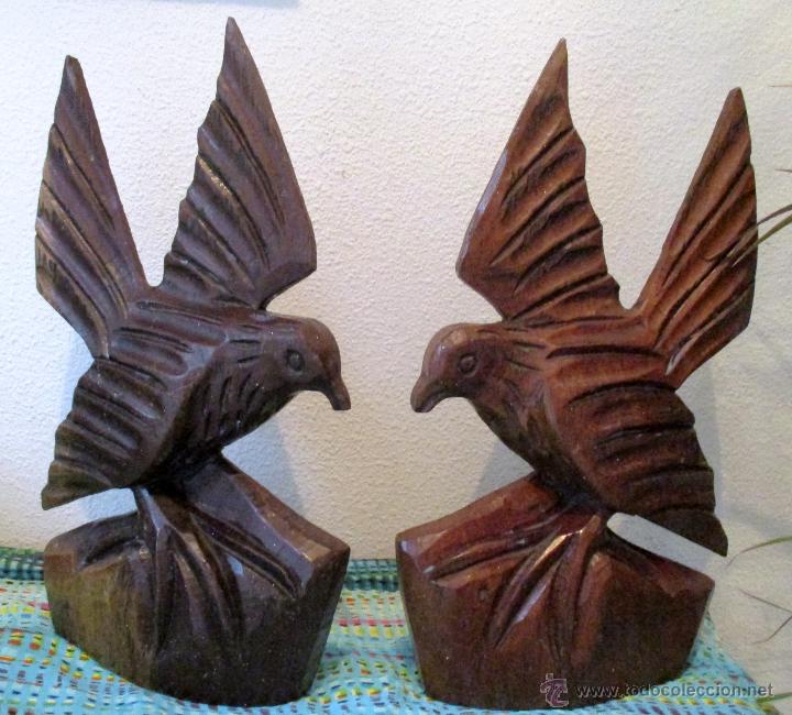 Vintage: 2, DOS PAJAROS TALLADOS EN MADERA - Foto 8