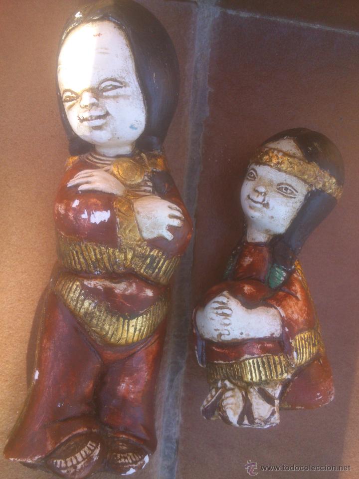 Vintage: ANTIGUA FIGURA DE YESO ESCAYOLA INDIAS