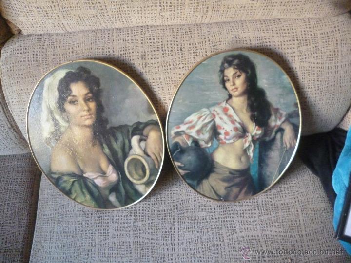 Vintage: LOTE DE 2 CUADROS OVALADOS, A&Ntilde;OS 60