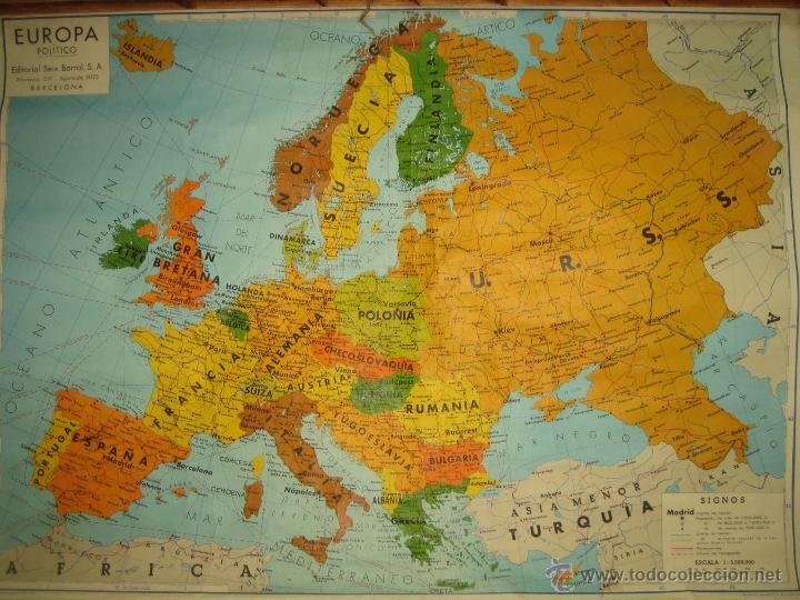 mapa de europa en 1970 Mapa de escuela 1970 de europa politico   Vendido en Subasta 