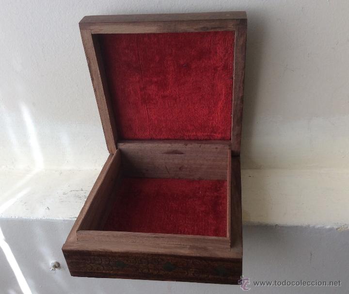 Vintage: CAJA DE MADERA CON INCRUSTACIONES DE BRONCE - Foto 6
