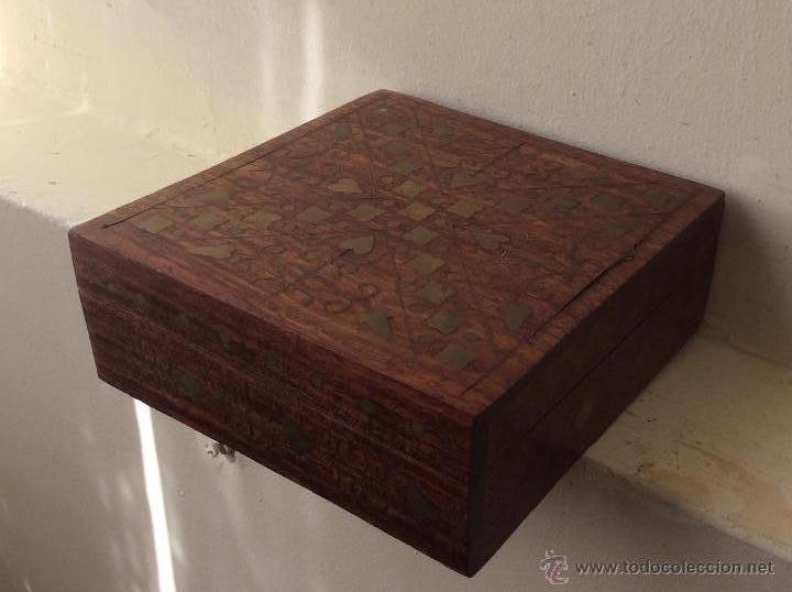 Vintage: CAJA DE MADERA CON INCRUSTACIONES DE BRONCE - Foto 15