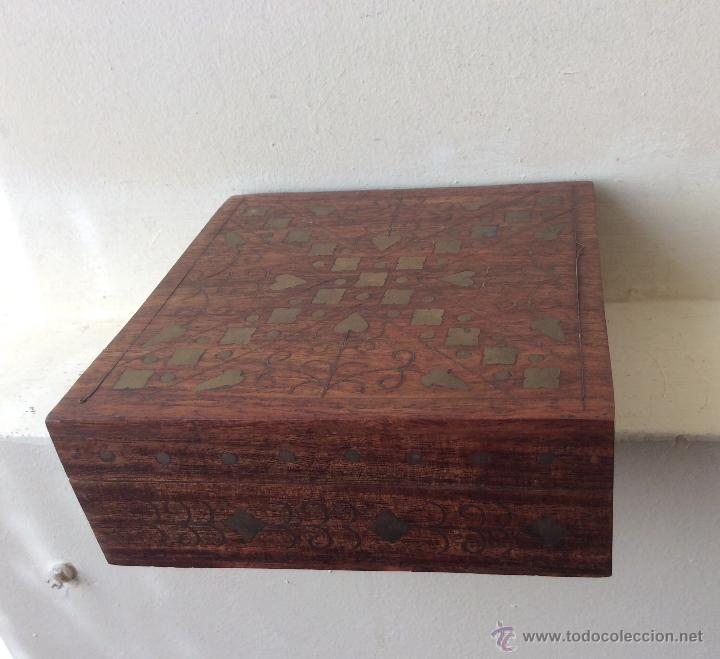Vintage: CAJA DE MADERA CON INCRUSTACIONES DE BRONCE - Foto 17