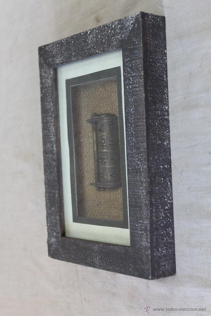 Vintage: cuadro vitrina con rueda de rezo tibetano - Foto 3