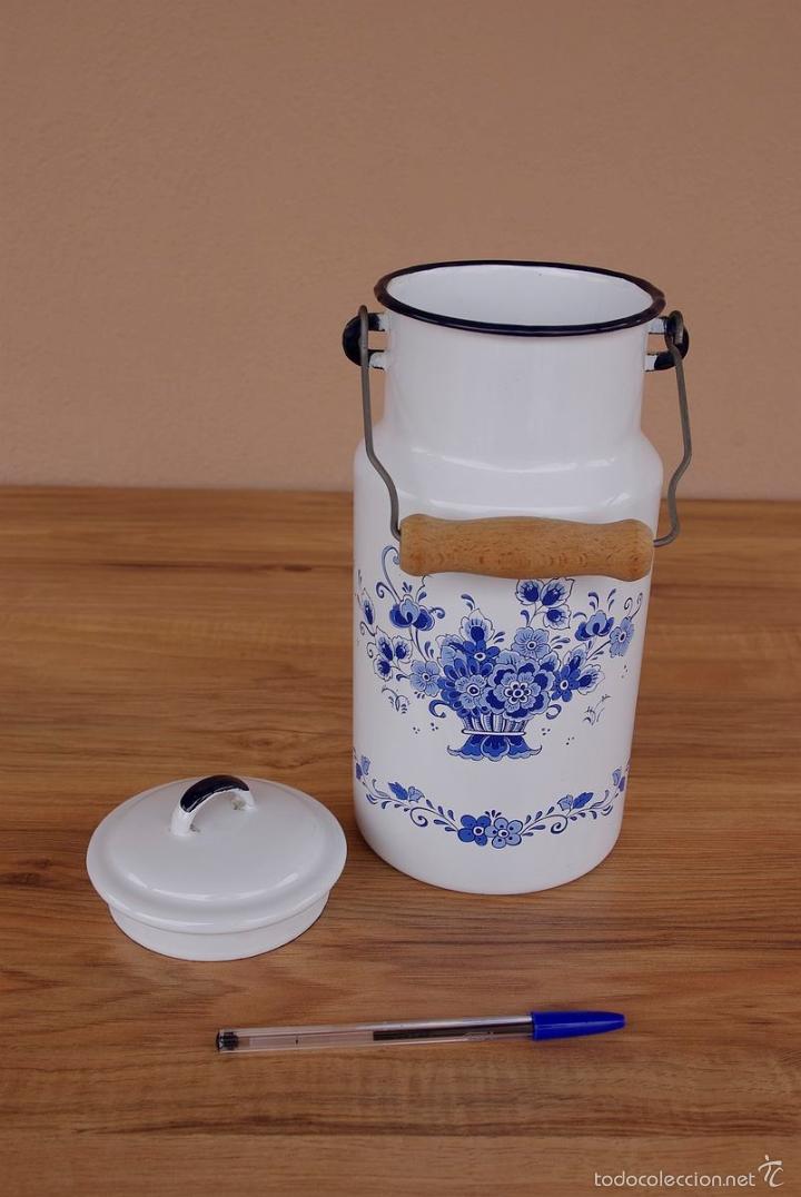 Vintage: Lechera esmaltada con decoraci&oacute;n floral - Foto 2