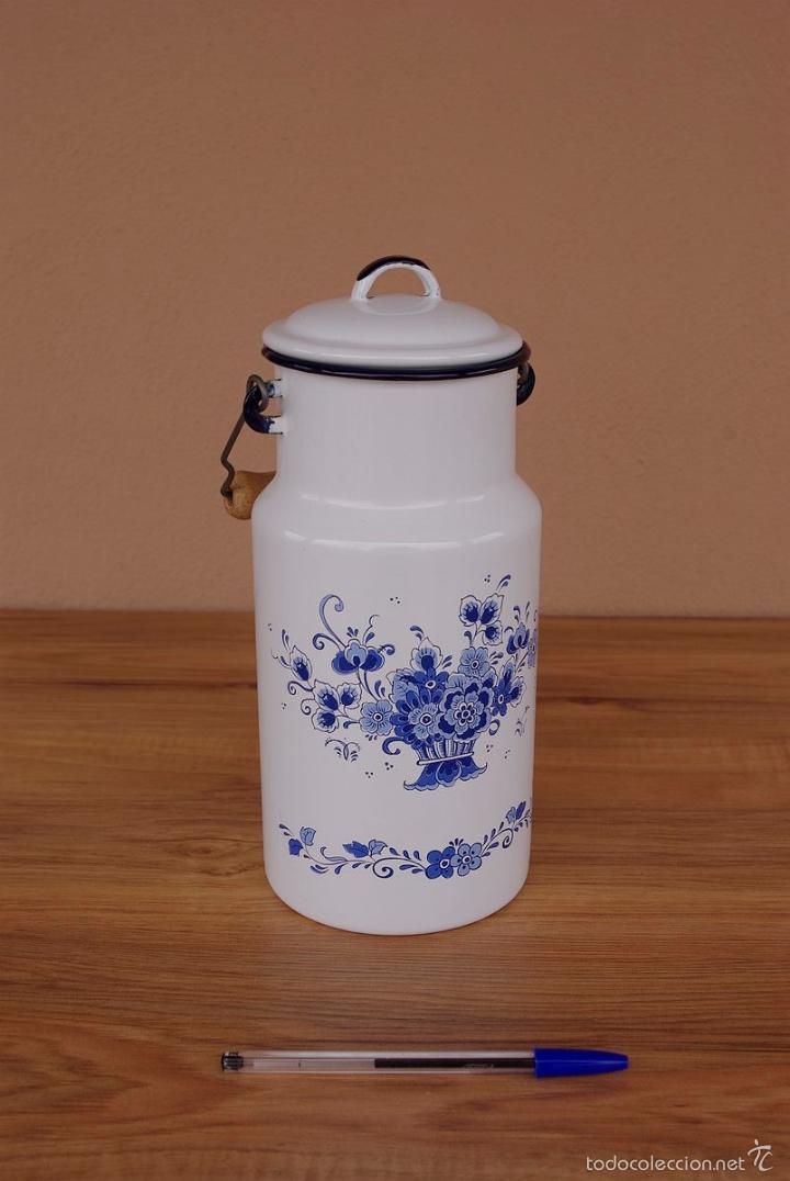 Vintage: Lechera esmaltada con decoraci&oacute;n floral - Foto 3