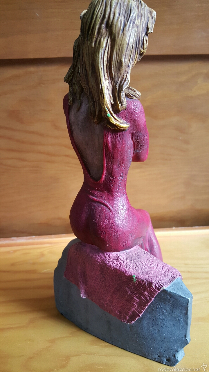 Vintage: Figura mujer sentada, vintage. 30cm - Foto 2