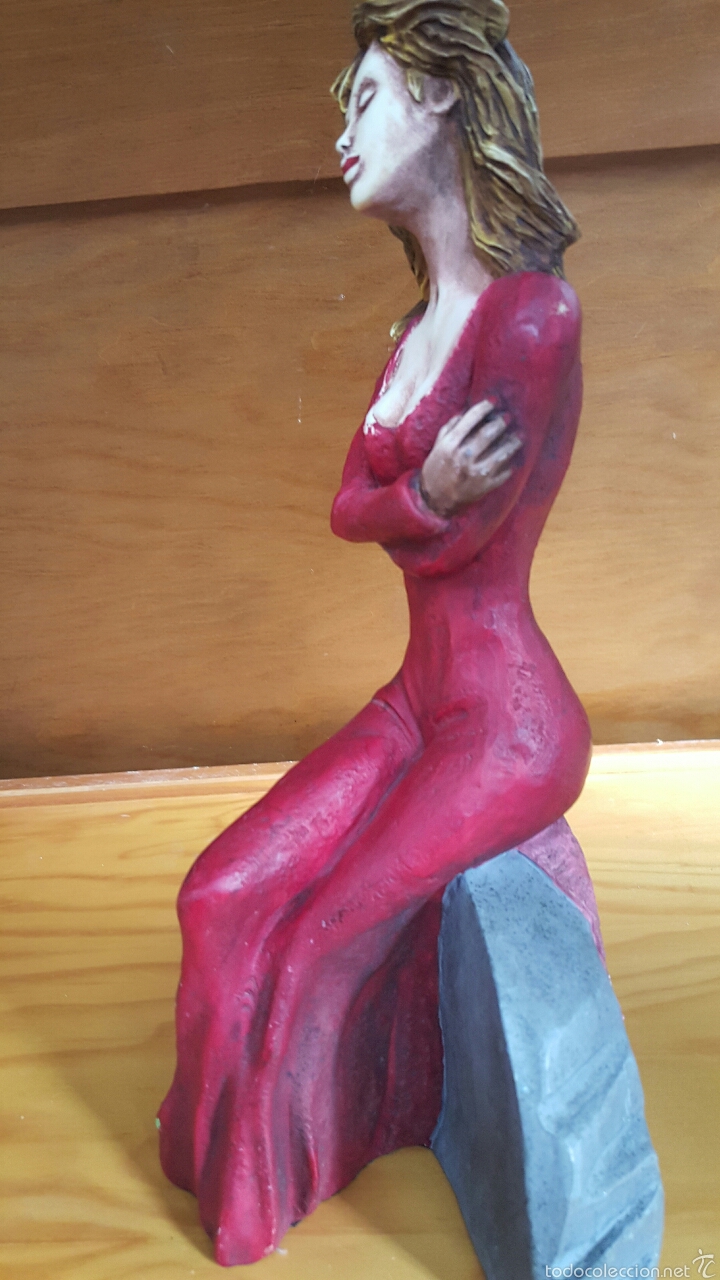 Vintage: Figura mujer sentada, vintage. 30cm - Foto 3