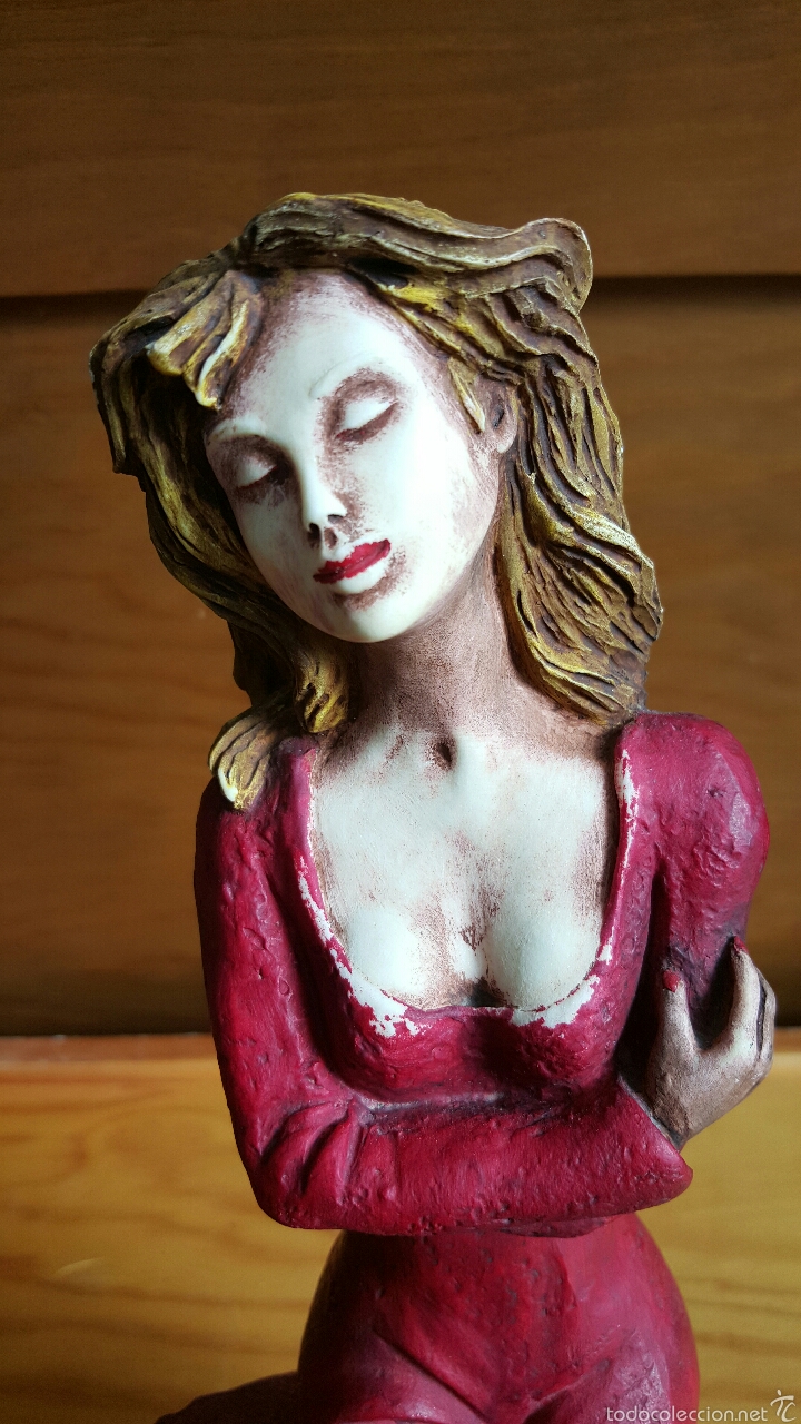 Vintage: Figura mujer sentada, vintage. 30cm - Foto 6