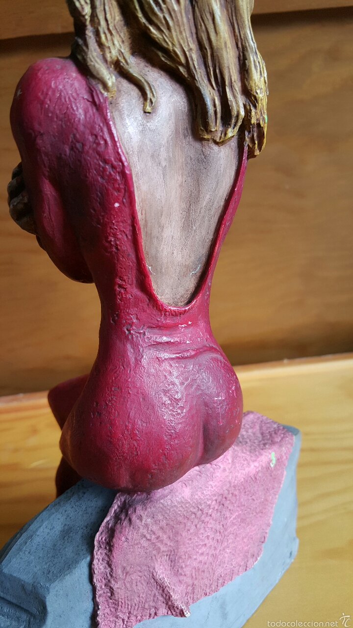 Vintage: Figura mujer sentada, vintage. 30cm - Foto 7
