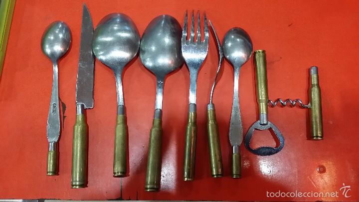Vintage: 9 cubiertos variados con una bala en el mango - Foto 3