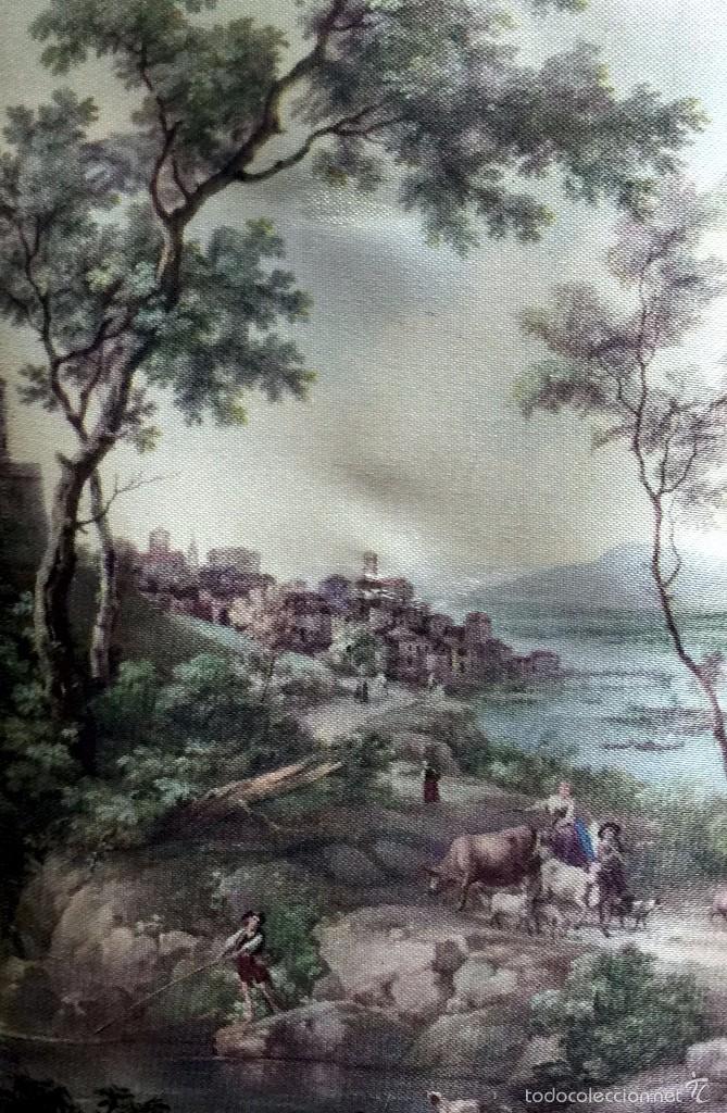 Vintage: CUADRO DE ESCENA INGLESA EN SEDA - Foto 2