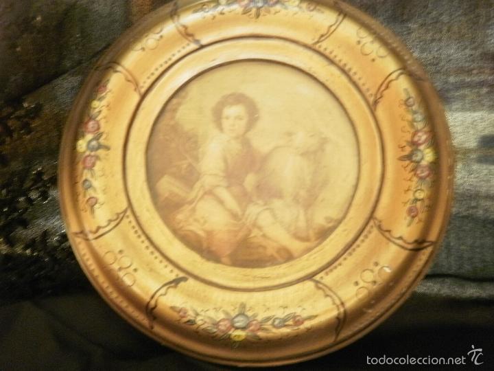 Vintage: PEQUE&Ntilde;O MARCO DORADO CON DECORACION PINTADA A MANO