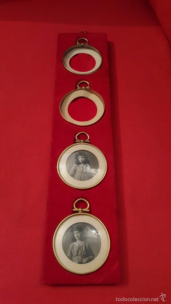 Vintage: Tabla con cuadro marcos redondos para retratos.