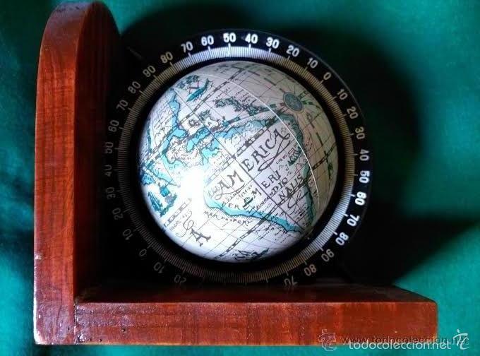 Vintage: SUJETA LIBROS DE MADERA - GLOBO TERRAQUEO - Foto 3