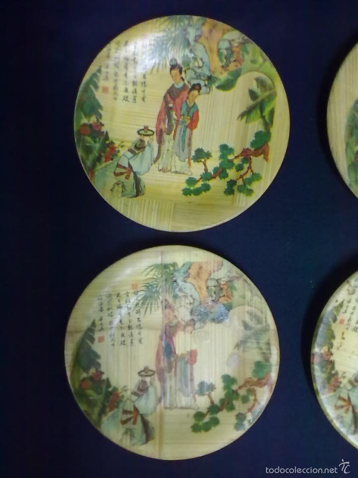 Vintage: CUATRO PEQUE&Ntilde;OS PLATOS BAMBU - Foto 2