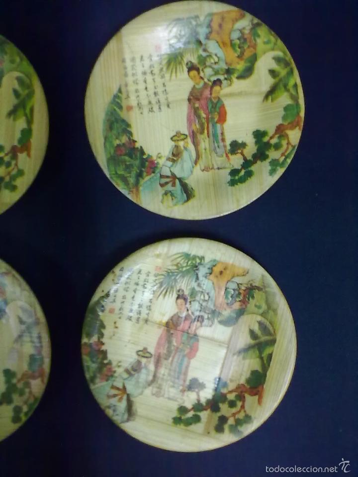 Vintage: CUATRO PEQUE&Ntilde;OS PLATOS BAMBU - Foto 3