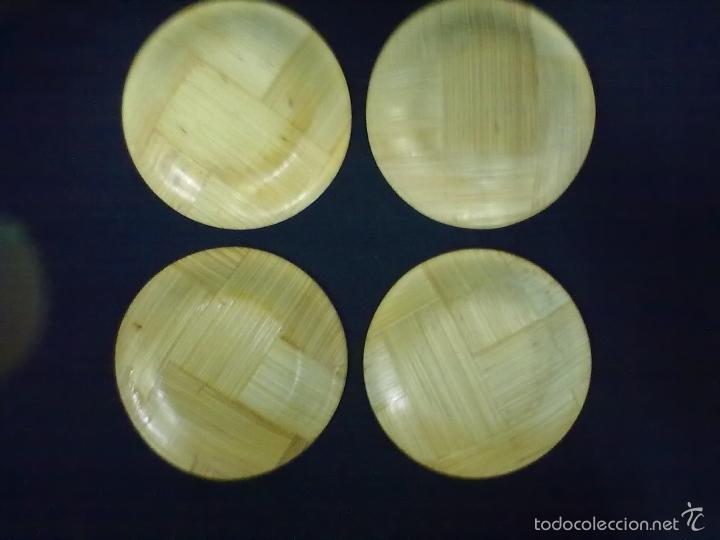 Vintage: CUATRO PEQUE&Ntilde;OS PLATOS BAMBU - Foto 4