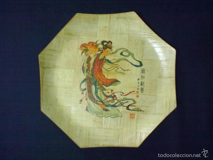 Vintage: BANDEJA PLATO OCTOGONAL BAMBU - Foto 1