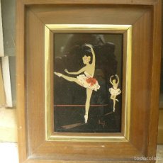 Vintage: OBRA PINTADA SOBRE CRISTAL - BALLET - FIRMA ILEGIBLE. Lote 57238320