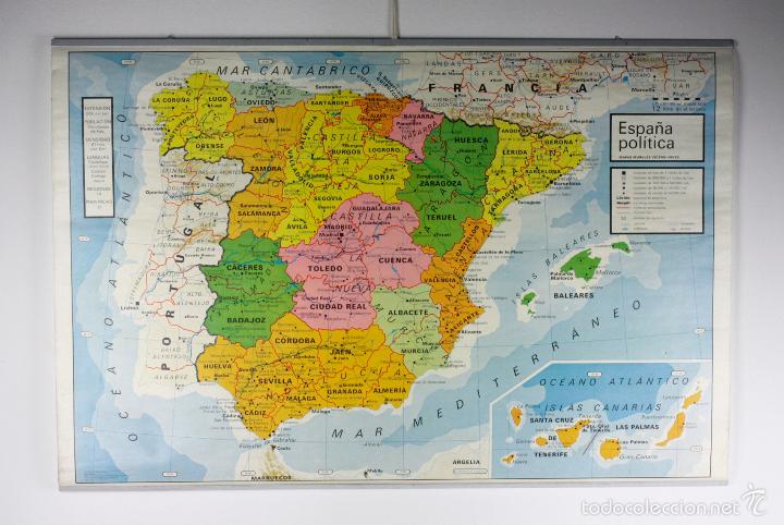 mapa de españa escolar Mapa escolar españa politico fisico vicens vive   Sold through 