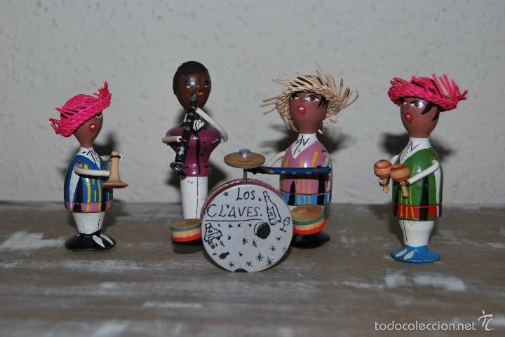 Vintage: BANDA LOS CLAVES - ORQUESTA - FIGURAS DE MADERA - A&Ntilde;OS 60