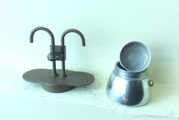 Vintage: CAFETERA ALUMINIO PLATEADA Y MARRON 2 TAZAS - Foto 6