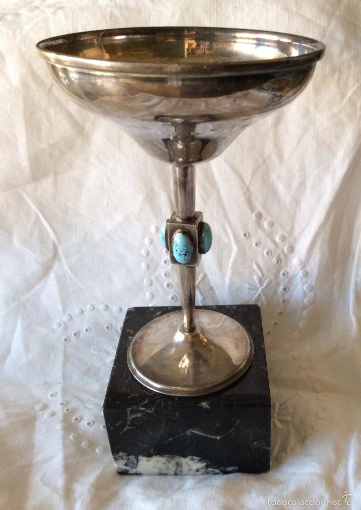 Vintage: COPA TROFEO EN ALPACA Y M&Aacute;RMOL - Foto 1