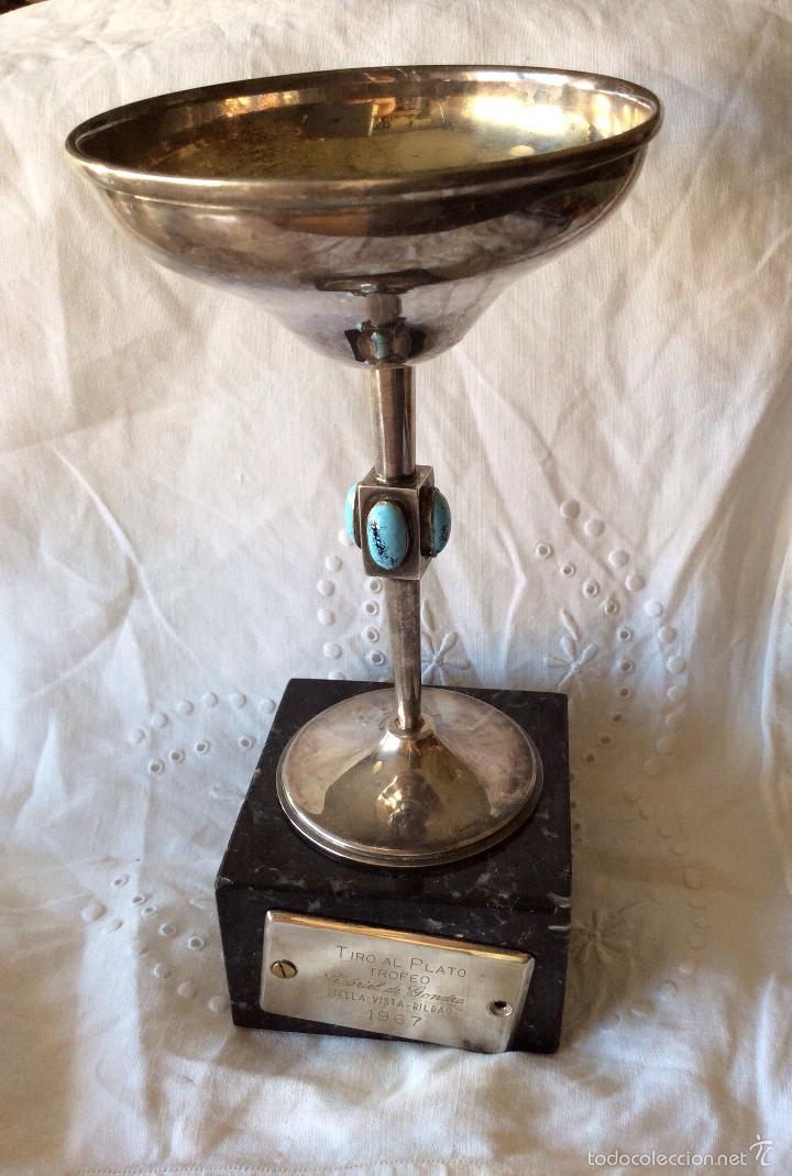 Vintage: COPA TROFEO EN ALPACA Y M&Aacute;RMOL - Foto 3