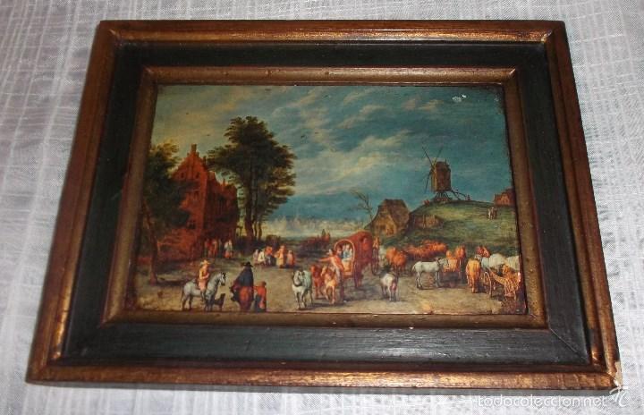 Vintage: dos marcos madera a&ntilde;os 50 reproduccion de pinturas