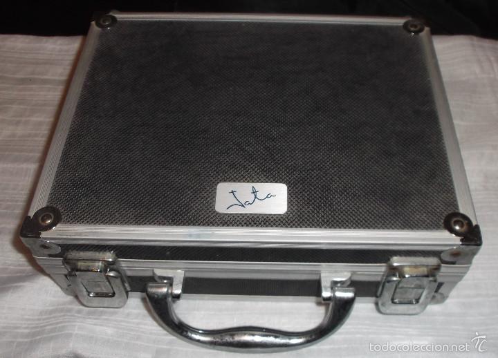 Vintage: caja maletin de aluminio casa jata con espejo en el interior