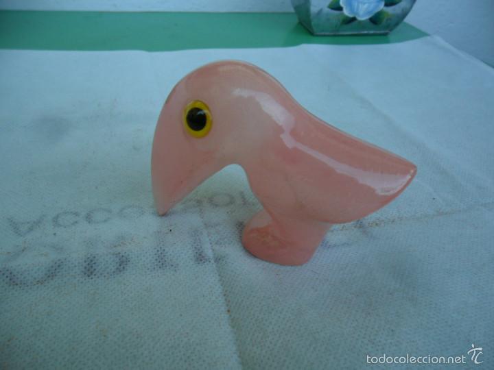 Vintage: AVE EX&Oacute;TICA EN ALABASTRO ROSA - Foto 1