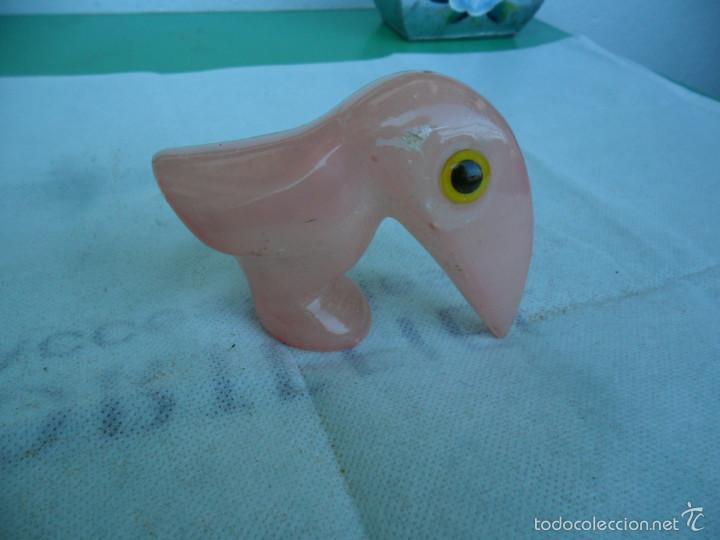 Vintage: AVE EX&Oacute;TICA EN ALABASTRO ROSA - Foto 3