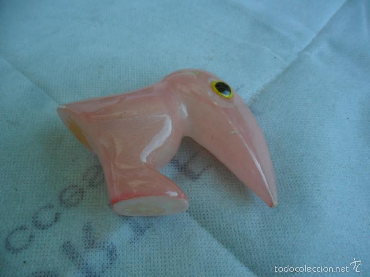 Vintage: AVE EX&Oacute;TICA EN ALABASTRO ROSA - Foto 4