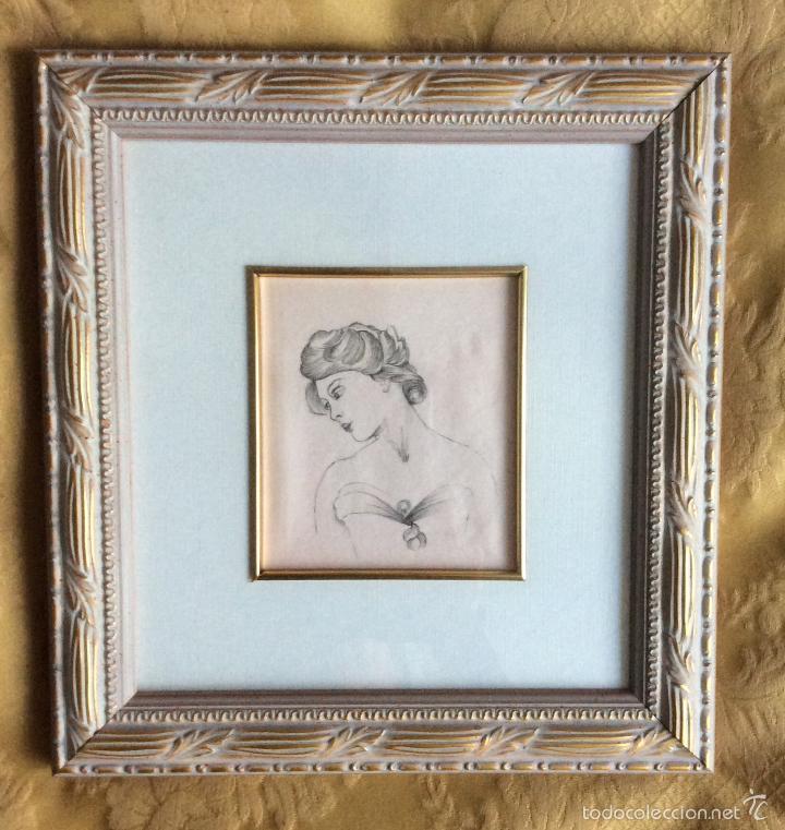 Vintage: DIBUJO DE MUJER ENMARCADO - Foto 3
